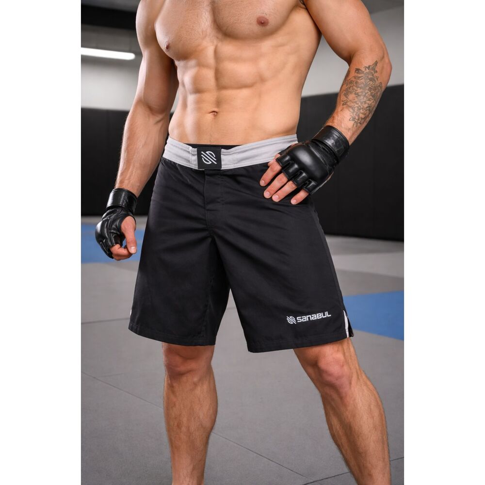 Sanabul Grappling Shorts MMA BJJ Fight Shorts Black Size 36 Athletic Training